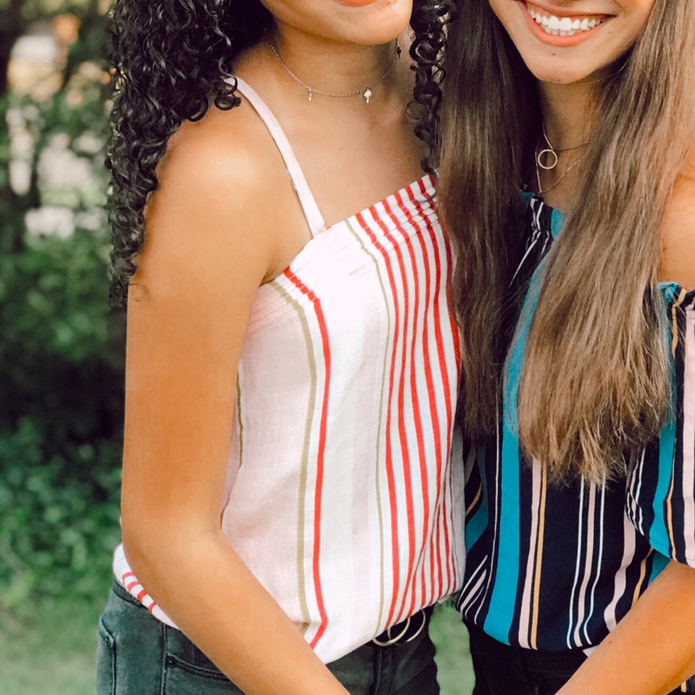 Light pink and dark pink striped Tank Top